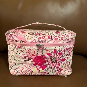 Modella White w/ Pink Floral Women's Cosmetic Bag